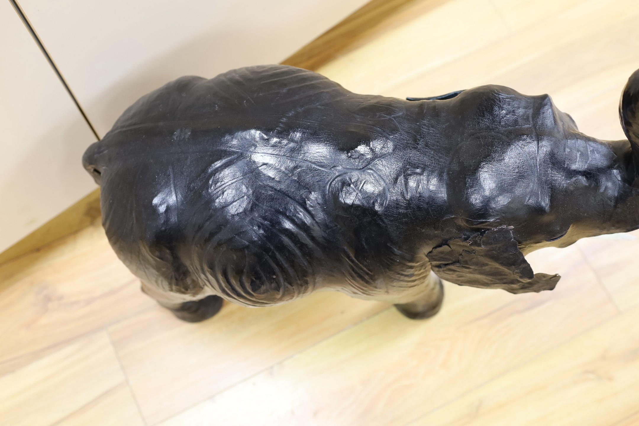 A Liberty style large leather model of an elephant, 68cm